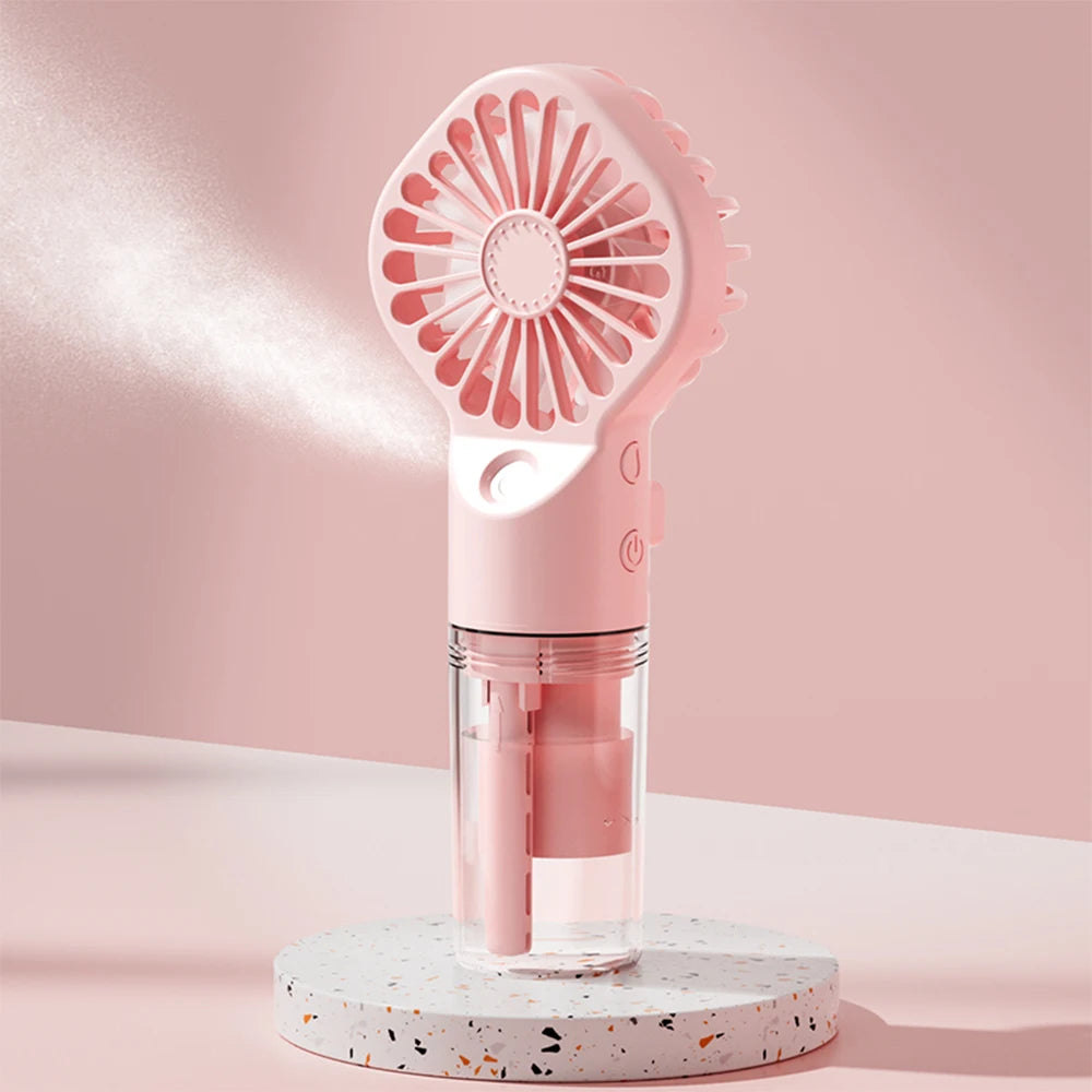 2-in-1 Portable Mist Fan — Handheld USB Rechargeable