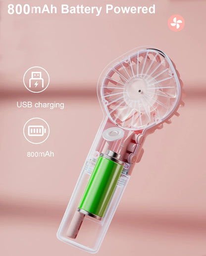 2-in-1 Portable Mist Fan — Handheld USB Rechargeable