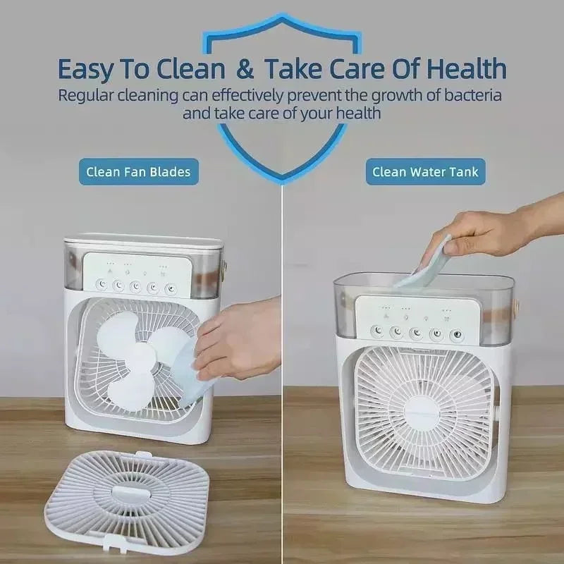 3-in-1 Portable Air Cooler Fan — USB Powered, 600ml Tank