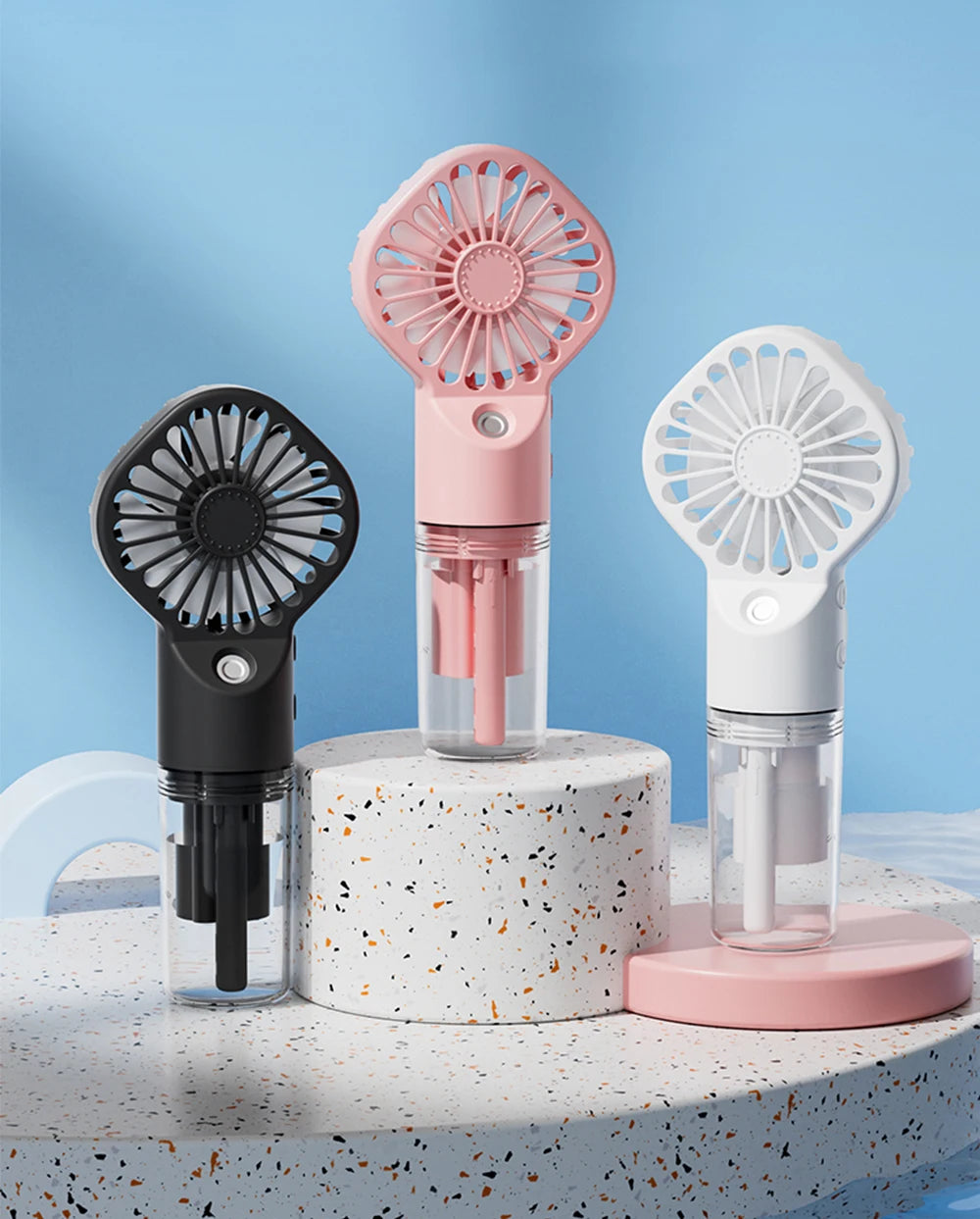 2-in-1 Portable Mist Fan — Handheld USB Rechargeable