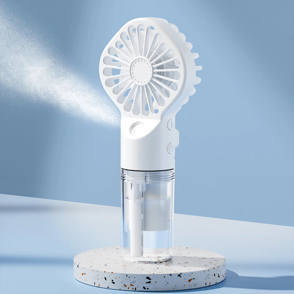 2-in-1 Portable Mist Fan — Handheld USB Rechargeable