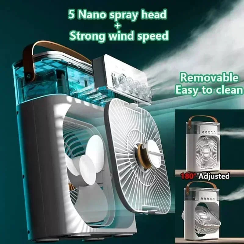 3-in-1 Portable Air Cooler Fan — USB Powered, 600ml Tank