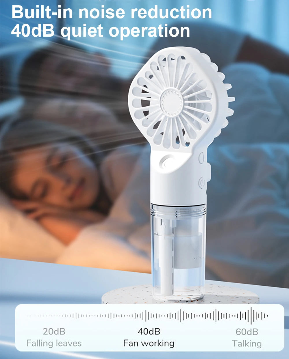 2-in-1 Portable Mist Fan — Handheld USB Rechargeable