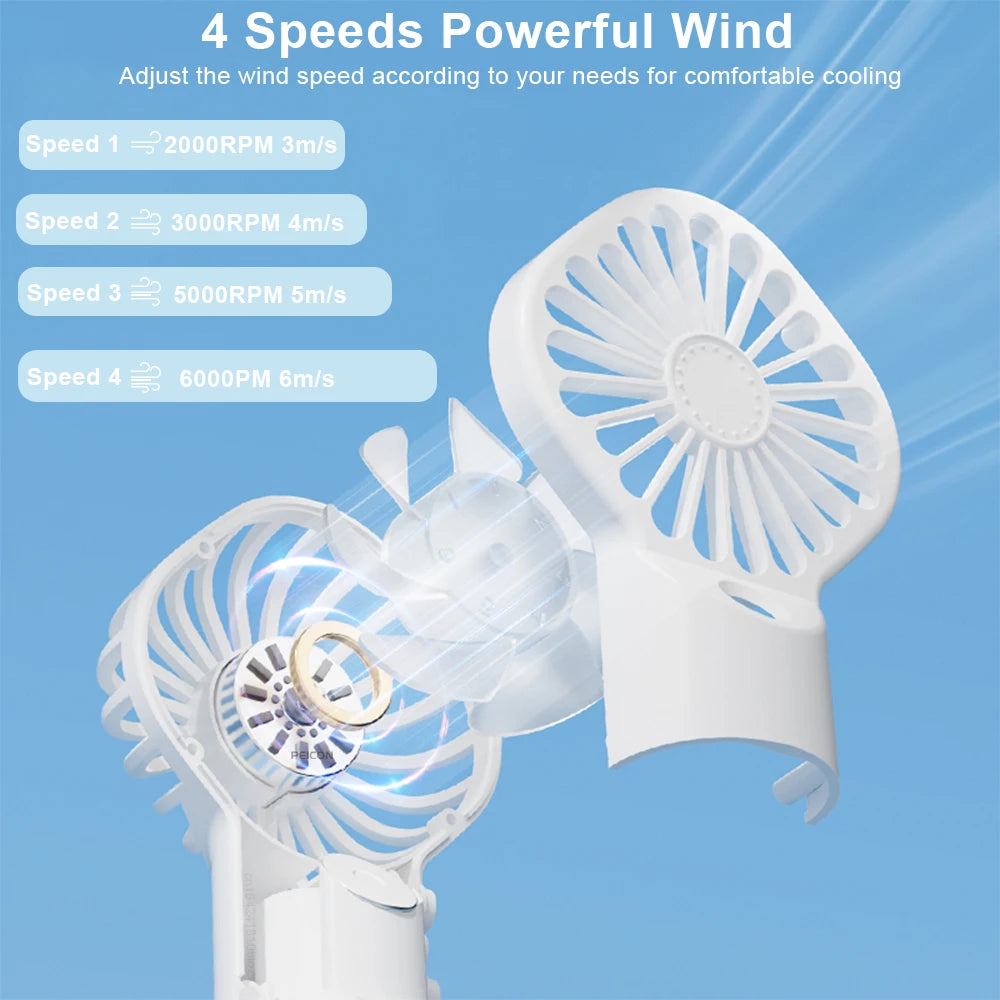 2-in-1 Portable Mist Fan — Handheld USB Rechargeable