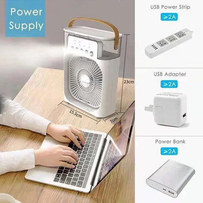 3-in-1 Portable Air Cooler Fan — USB Powered, 600ml Tank
