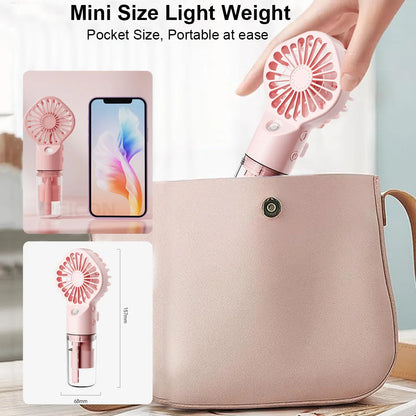 2-in-1 Portable Mist Fan — Handheld USB Rechargeable